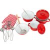 Kookgerei rood smallfoot Small Foot metalen Rode pannen set, kookgerei voor kinderen, rollenspel vanaf 3 jaar