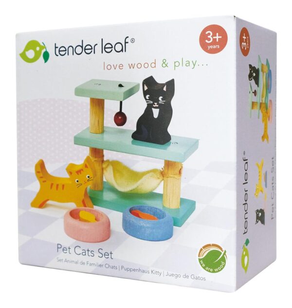 Tender Leaf Houten Pet Cats Set – Kattenpaal met Katten