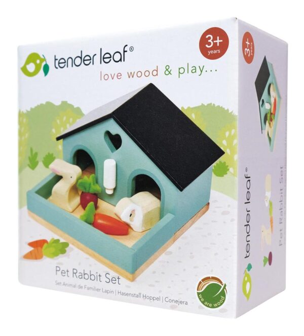 Tender Leaf Houten Pet Rabbit Set – Konijnenhok met Konijnen