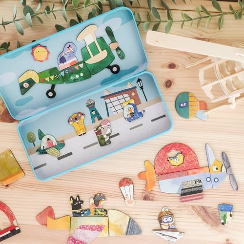 MierEdu Magnetische Puzzeldoos Vliegtuigen – Educatief Reisspeelgoed vol Fantasie en Avontuur