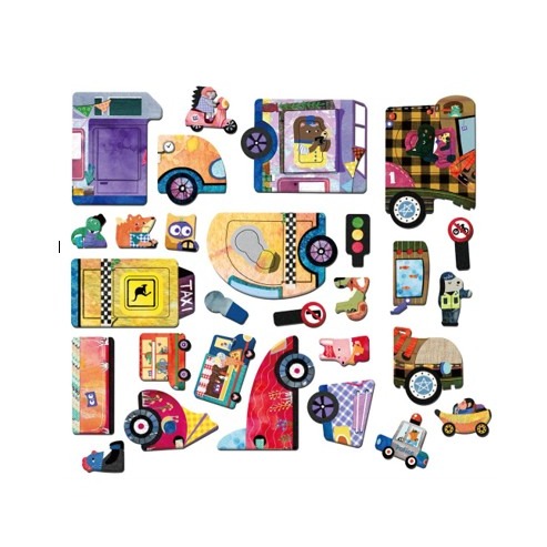 MierEdu Magnetische Puzzeldoos Voertuigen – Creatief Speelgoed voor Onderweg & Thuis