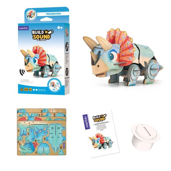 MierEdu – 3D Puzzel Build & Sound – Triceratops bouwpakket