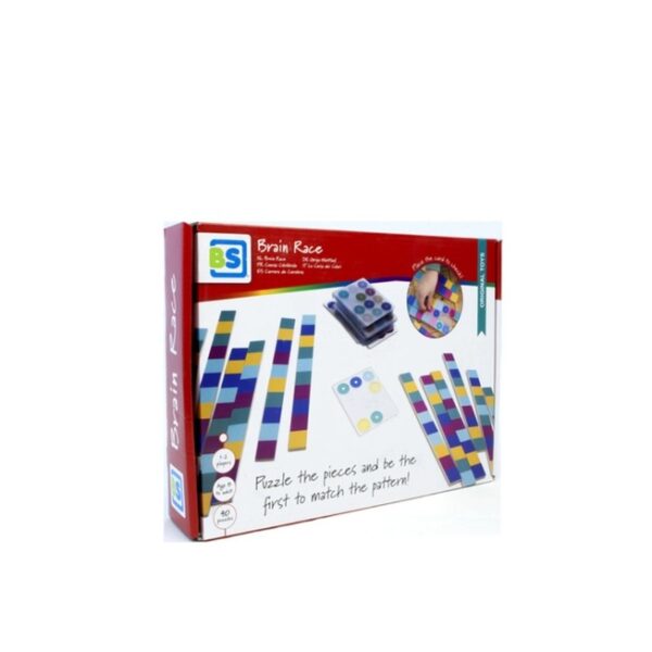 BS Toys Brain Race spel – educatief tafelspel voor kinderen en gezinnen, met houten schijven en voorbeeldkaarten