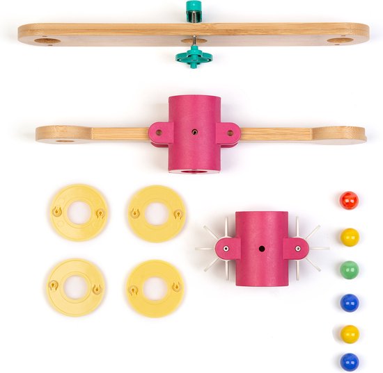 Houten knikkerbaan onderdelen wipwap & schoeprad bij het speellab