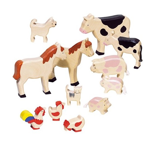 Goki boerderij dierenfiguren gemaakt van veilig en stevig hout