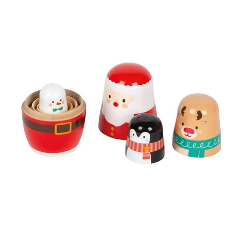 kerst-matroesjka-voor-kinderen-houten-sneeuwman.jpg Kerst matroesjka van hout met rendier, pinguïn en sneeuwman