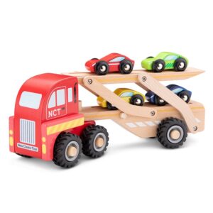 new-classic-toys-autotransporter-houten-speelgoed Houten New Classic Toys Autotransporter met auto’s
