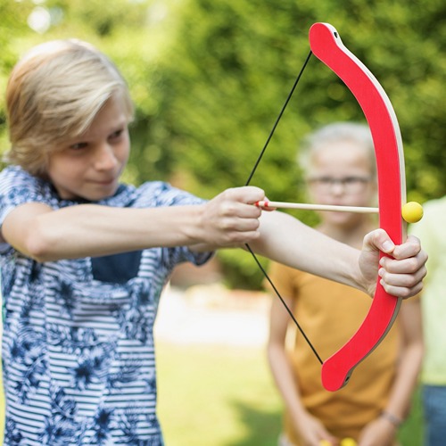Buitenspeelgoed van hout – pijl en boog met targetbord