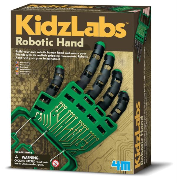 Zelf een robotarm bouwen met de 4M KidzLabs Robotic Hand bouwset