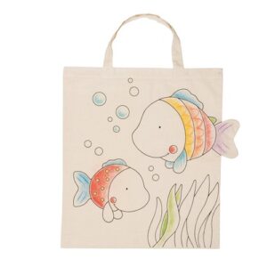 Katoenen Goki draagtas met vissen om zelf in te kleuren