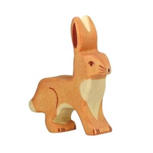Van duurzaam hout handgemaakte konijn waldorf geinspiteerd van Holztiger bij Het Speellab