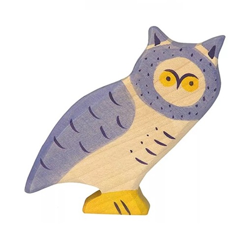 Van duurzaam hout handgemaakte uil waldorf geinspiteerd van Holztiger bij Het Speellab