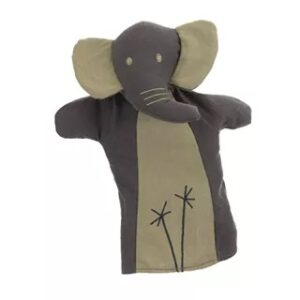 Egmont Toys handpop olifant van zachte stof voor fantasierijk spel in poppenkast verkrijgbaar bij het Speellab