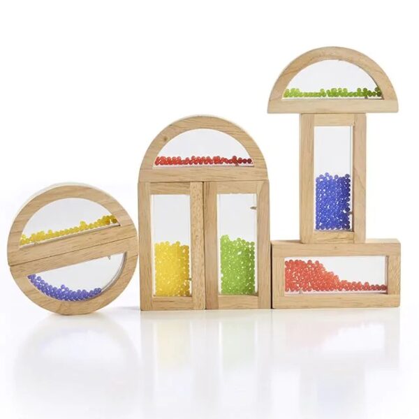 Guidecraft regenboog blokken met kralen van hout – sensorisch speelgoed voor peuters en kleuters bij het Speellab