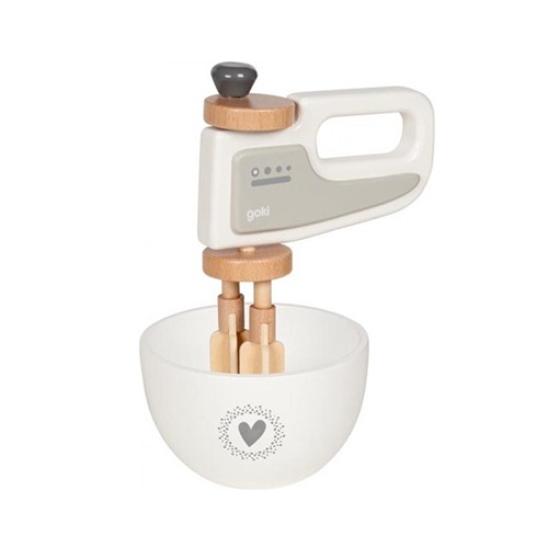 Goki houten handmixer met mengkom als speelkeuken accessoire voor kinderen