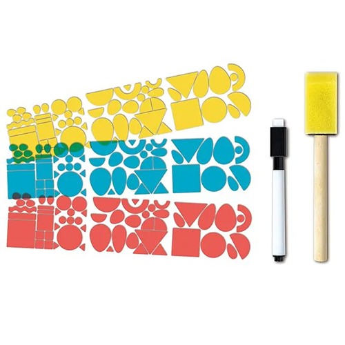 Educatieve kunstset met kleuren en vormen voor open-end spel en creativiteit.