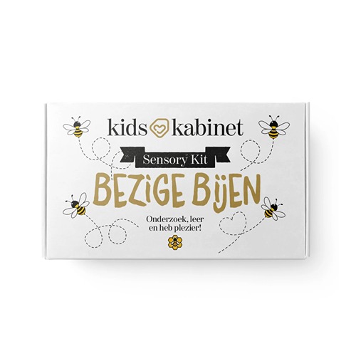 Kids kabinet een fantastische doos met sensorisch speelgoed kinderen Bijen met pipetje, bruispoeder, magischwater, bijen, honingraat en vulvorm