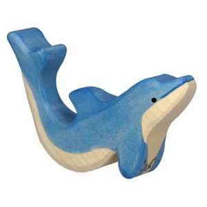 Mooie blauwe houten dolfijn van Holztiger.